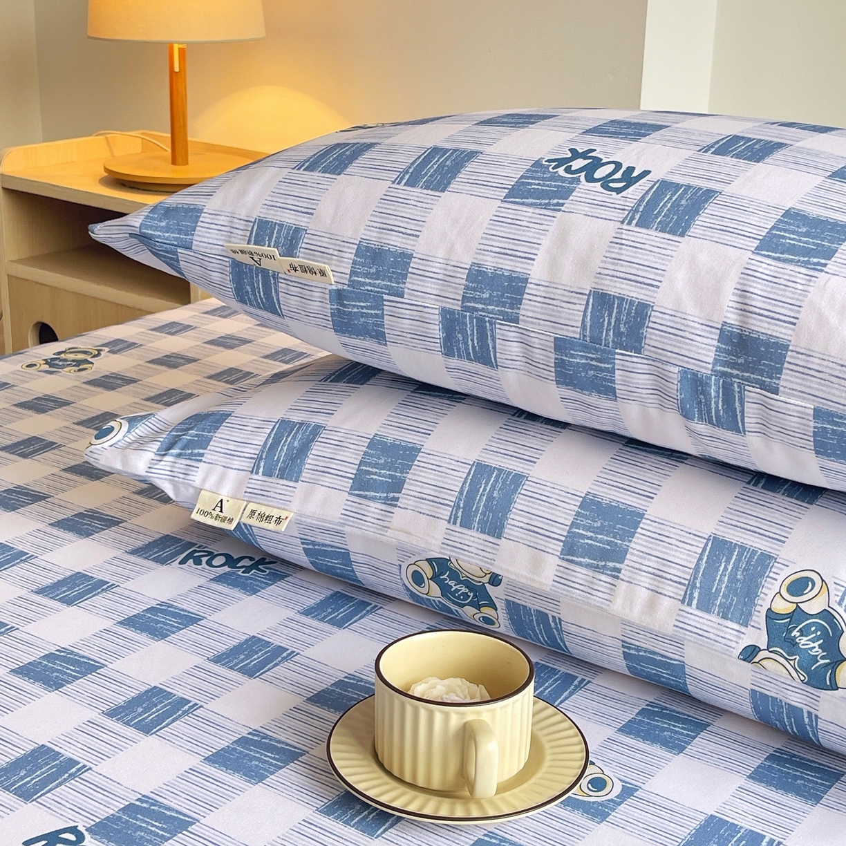 91家纺网 家纺一手货源 找家纺 春皖家纺 2026新款全棉老粗布普通款单枕套枕套单件 摇滚