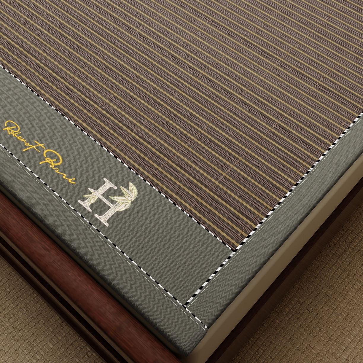 91家纺网 家纺一手货源 找家纺 宜派家纺 2026新款双面可用竹席 木纹清澜-灰