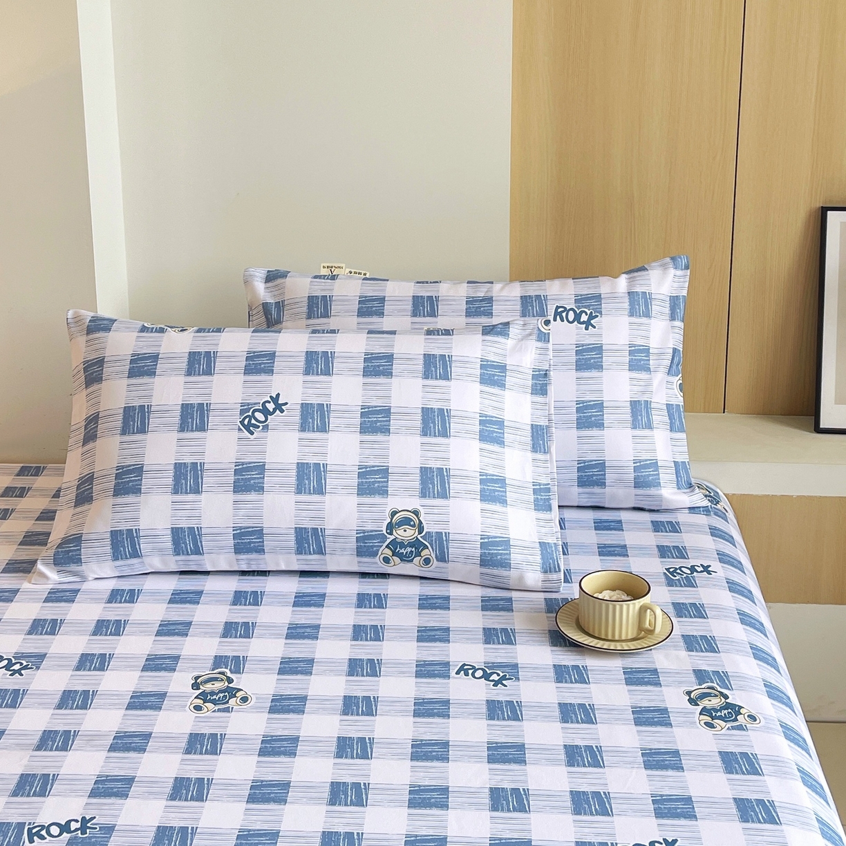 91家纺网 家纺一手货源 找家纺 春皖家纺 2026新款全棉老粗布普通款单枕套枕套单件 摇滚