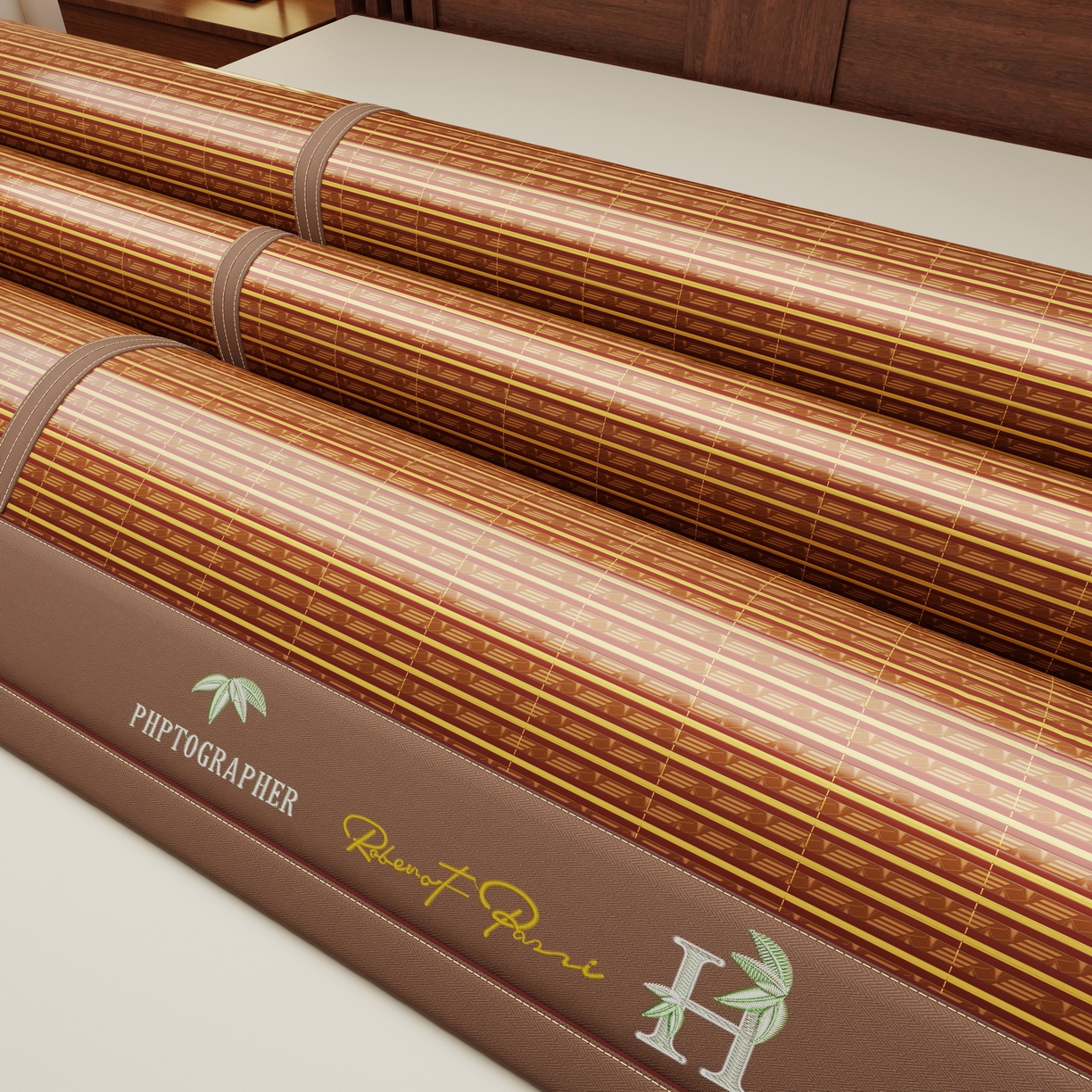 91家纺网 家纺一手货源 找家纺 宜派家纺 2026新款双面可用竹席 木纹清澜-咖