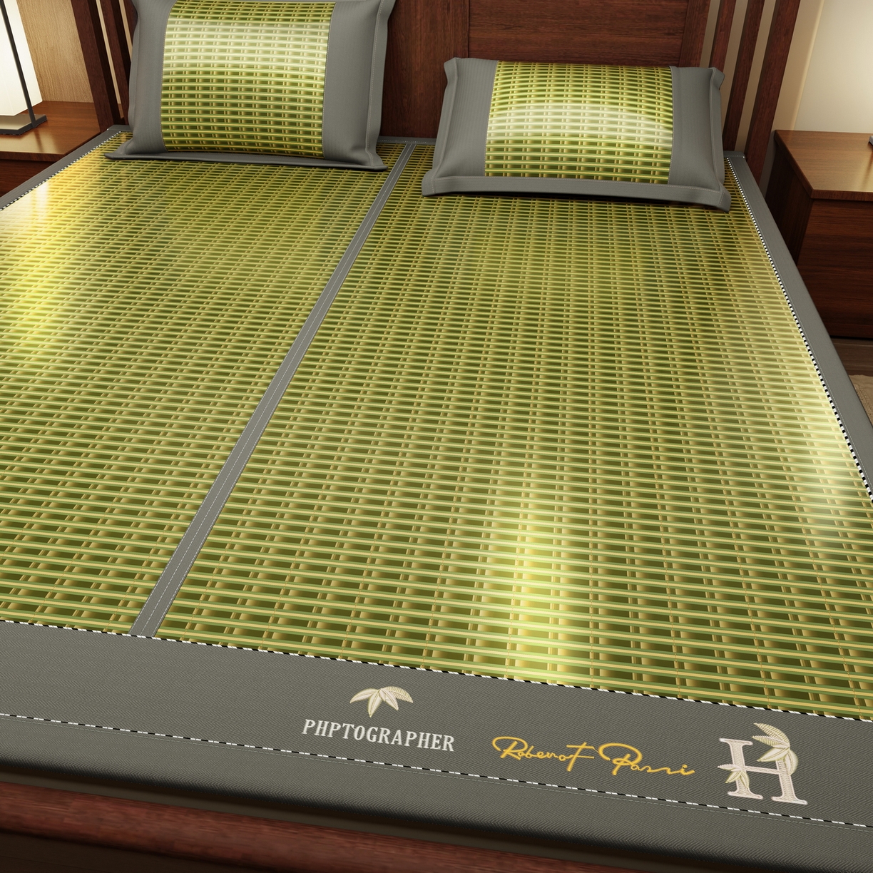 91家纺网 家纺一手货源 找家纺 宜派家纺 2026新款双面可用竹席 木纹清澜-绿