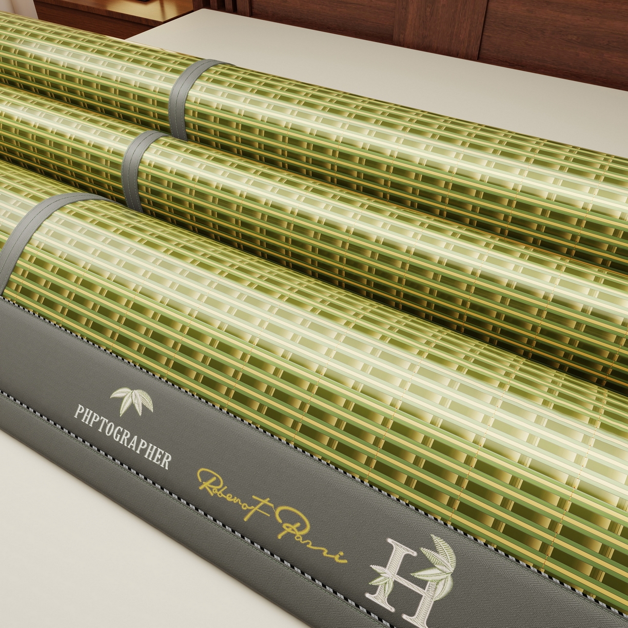 91家纺网 家纺一手货源 找家纺 宜派家纺 2026新款双面可用竹席 木纹清澜-绿