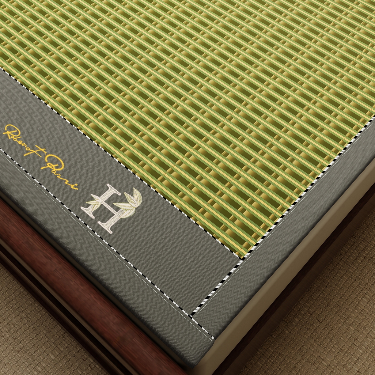 91家纺网 家纺一手货源 找家纺 宜派家纺 2026新款双面可用竹席 木纹清澜-绿