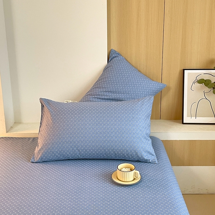 91家纺网 家纺一手货源 找家纺 春皖家纺 2026新款全棉老粗布普通款单枕套枕套单件 樱子蓝