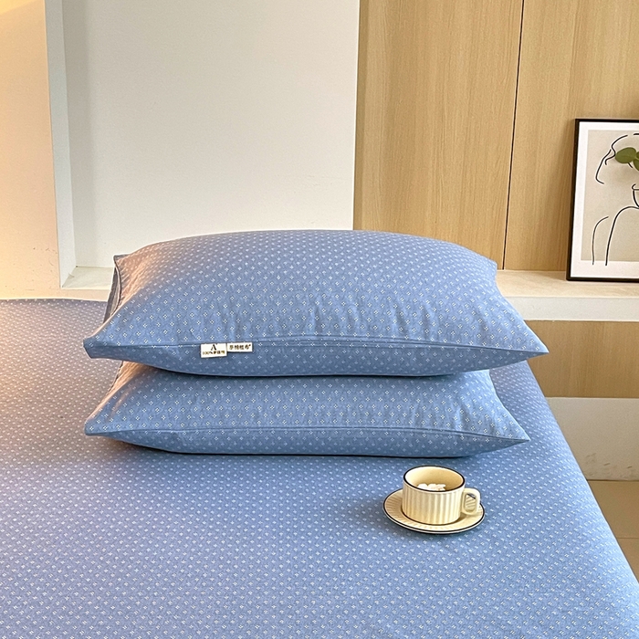 91家纺网 家纺一手货源 找家纺 春皖家纺 2026新款全棉老粗布普通款单枕套枕套单件 樱子蓝