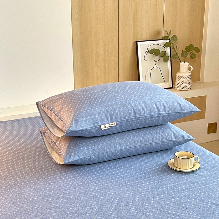 91家纺网 家纺一手货源 找家纺 春皖家纺 2026新款全棉老粗布普通款单枕套枕套单件 樱子蓝