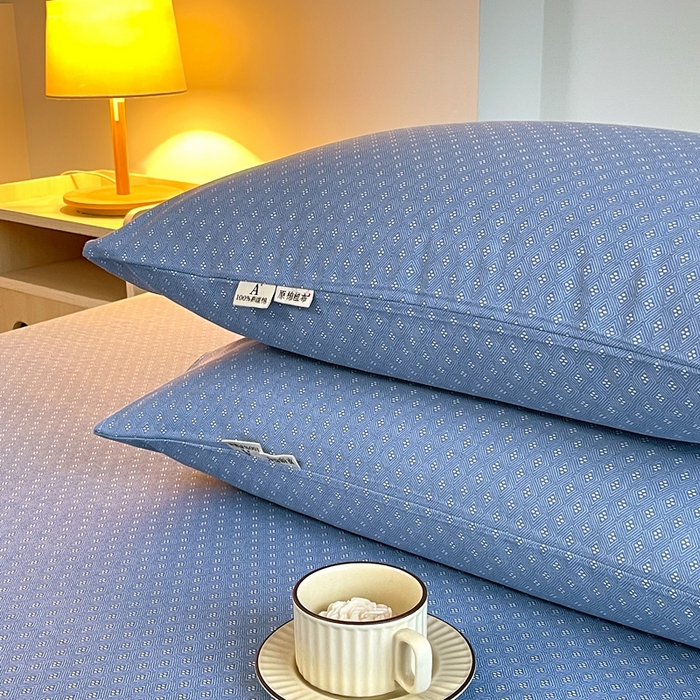91家纺网 家纺一手货源 找家纺 春皖家纺 2026新款全棉老粗布普通款单枕套枕套单件 樱子蓝