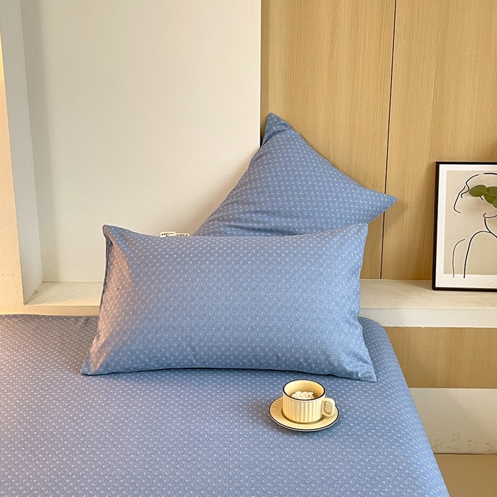 91家纺网 家纺一手货源 找家纺 春皖家纺 2026新款全棉老粗布普通款单枕套枕套单件 樱子蓝