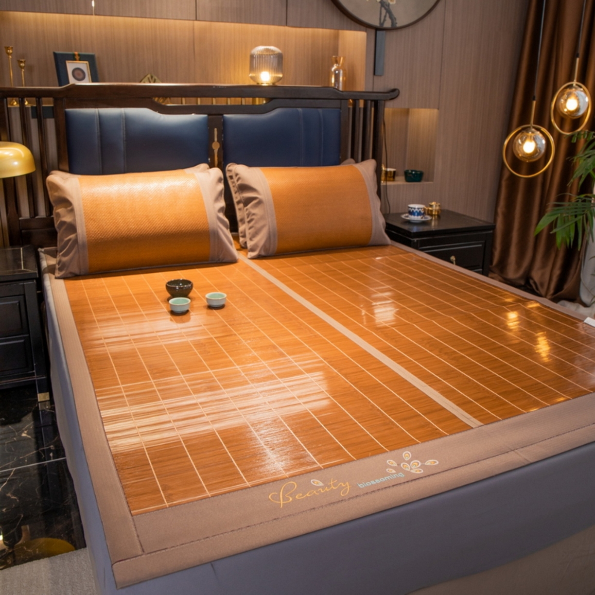 91家纺网 家纺一手货源 找家纺 宜派家纺 2026新款双面可用竹席 水磨镜面