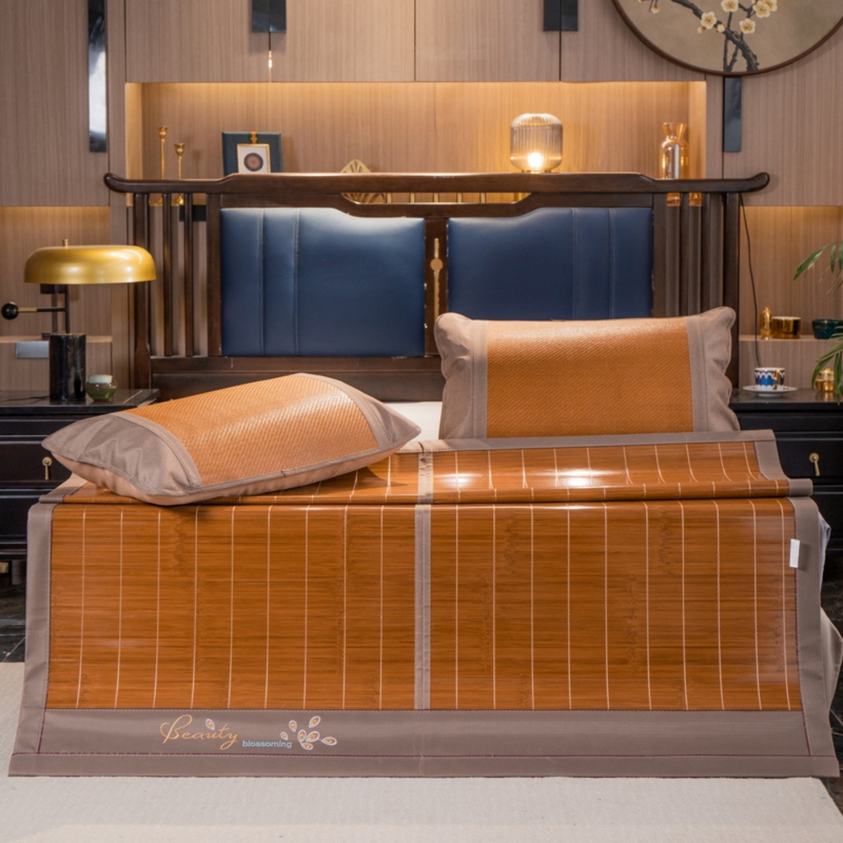 91家纺网 家纺一手货源 找家纺 宜派家纺 2026新款双面可用竹席 水磨镜面