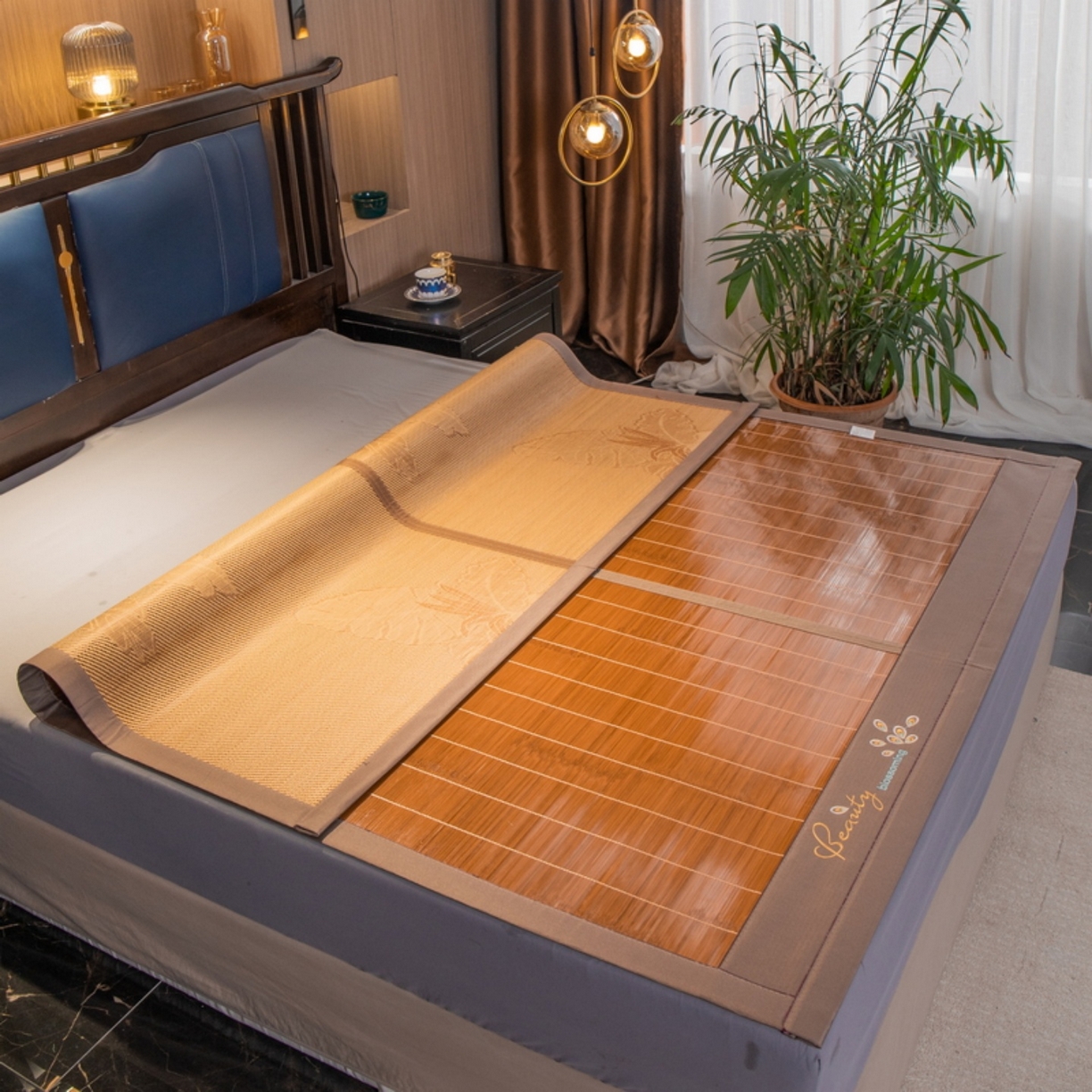 91家纺网 家纺一手货源 找家纺 宜派家纺 2026新款双面可用竹席 水磨镜面