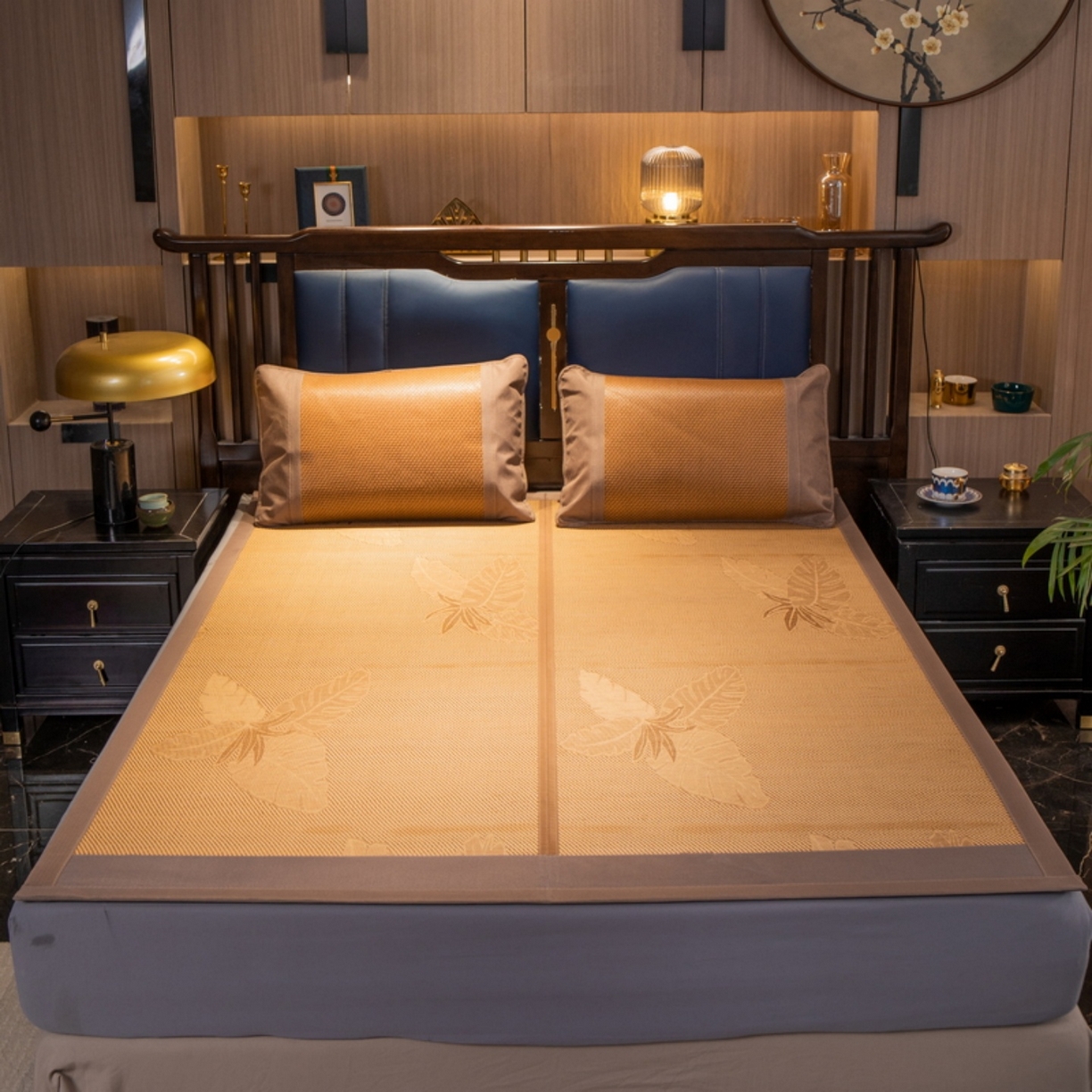 91家纺网 家纺一手货源 找家纺 宜派家纺 2026新款双面可用竹席 水磨镜面