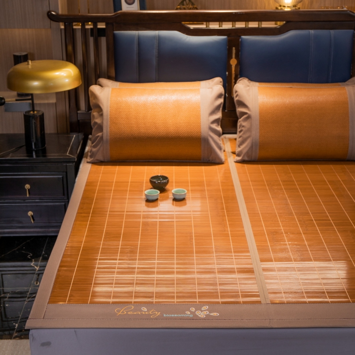 91家纺网 家纺一手货源 找家纺 宜派家纺 2026新款双面可用竹席 水磨镜面