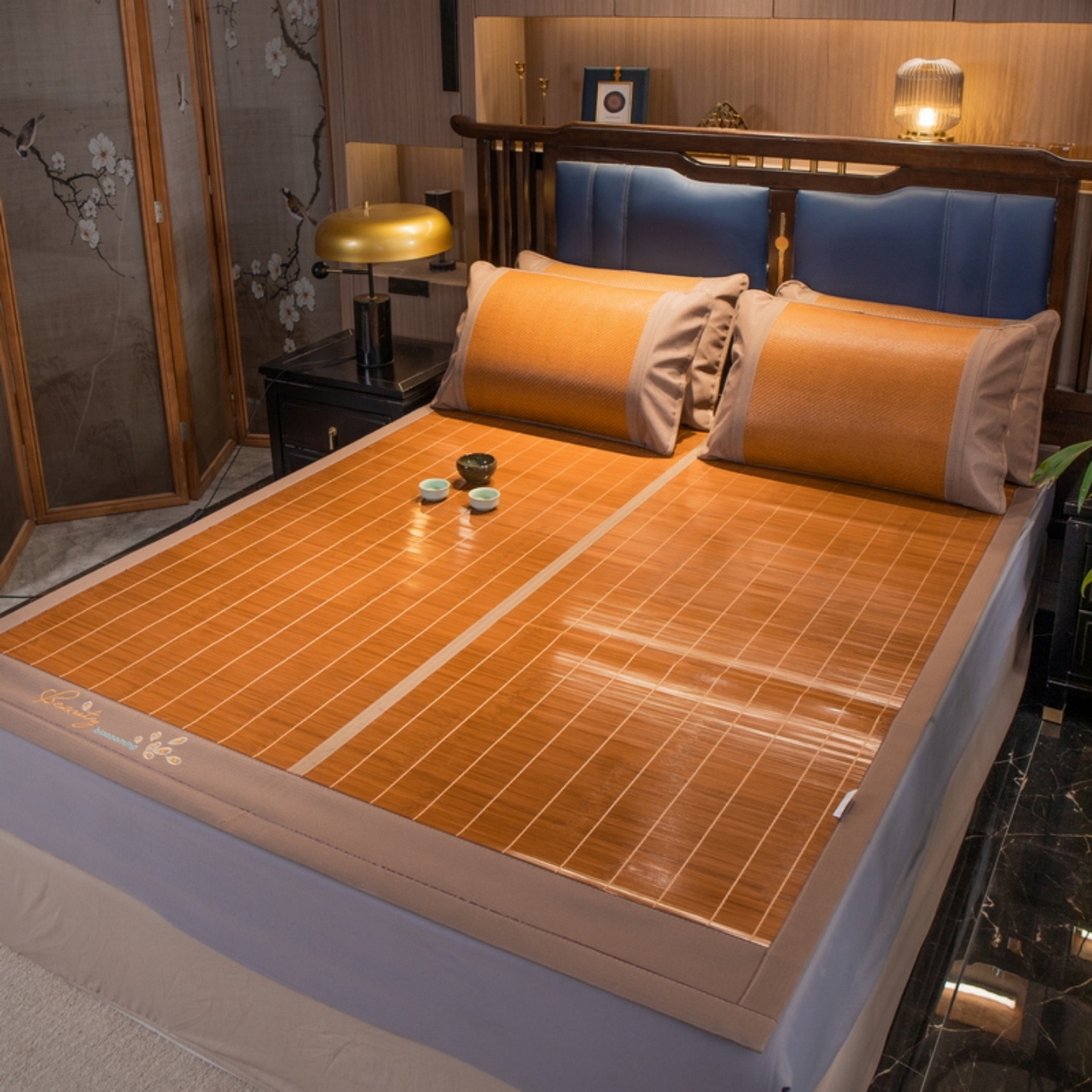 宜派家纺 2026新款双面可用竹席 水磨镜面