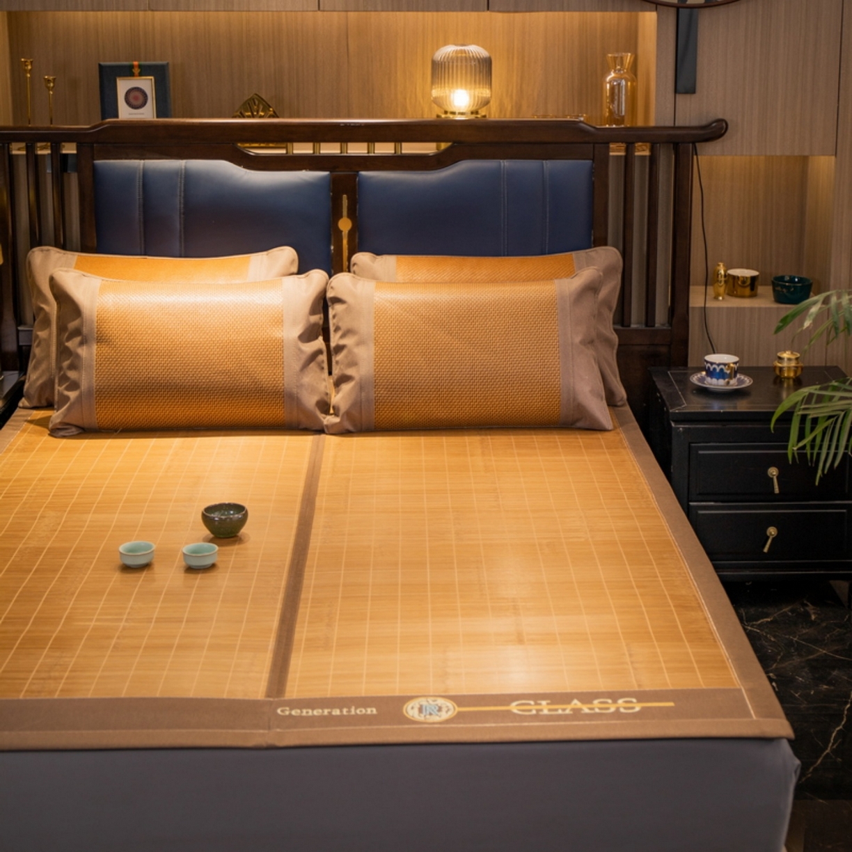 91家纺网 家纺一手货源 找家纺 宜派家纺 2026新款双面可用竹席 丝竹之音