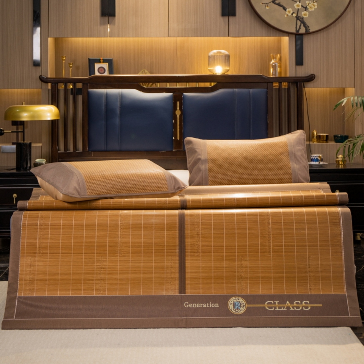 91家纺网 家纺一手货源 找家纺 宜派家纺 2026新款双面可用竹席 丝竹之音