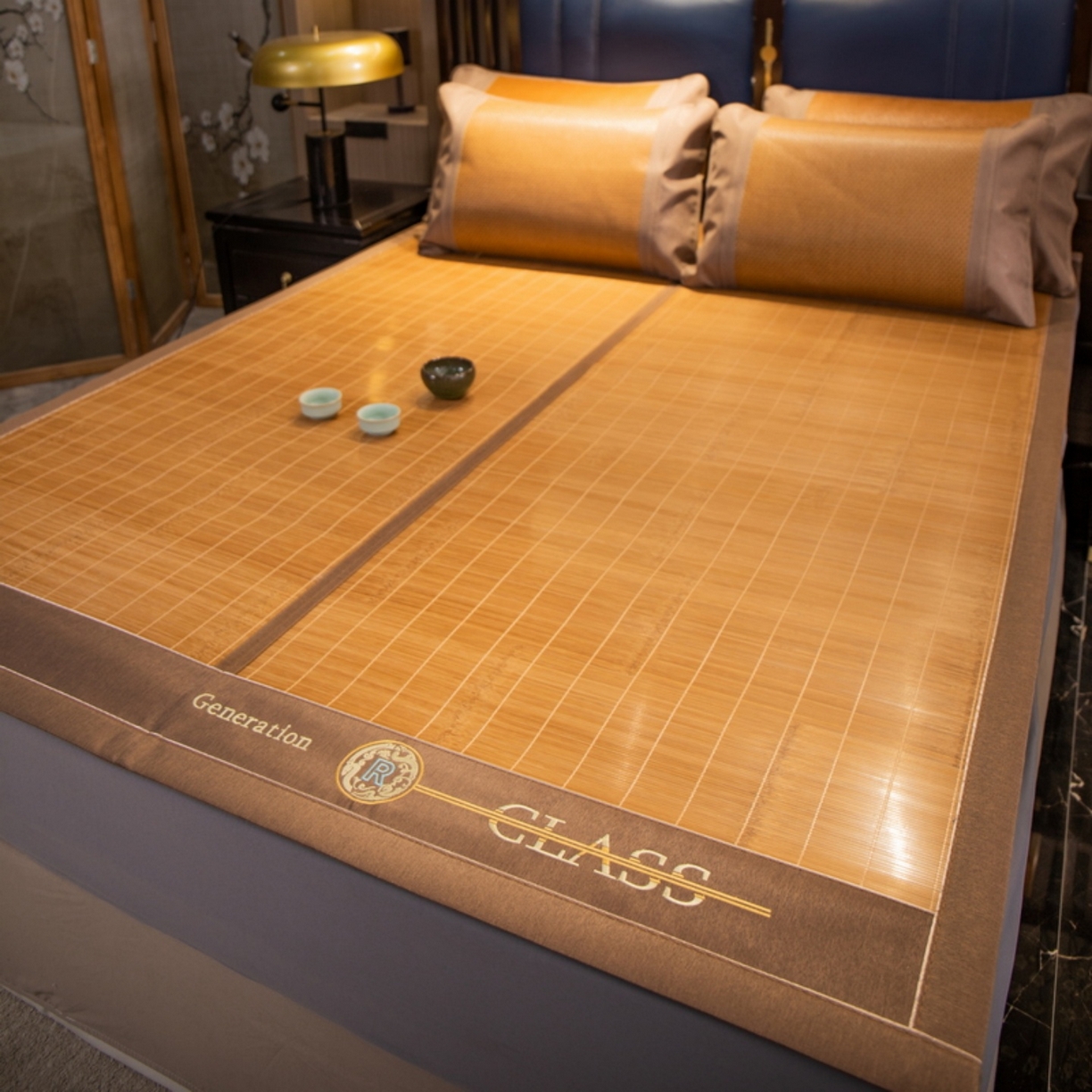 91家纺网 家纺一手货源 找家纺 宜派家纺 2026新款双面可用竹席 丝竹之音