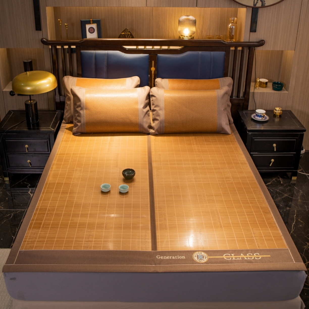 91家纺网 家纺一手货源 找家纺 宜派家纺 2026新款双面可用竹席 丝竹之音