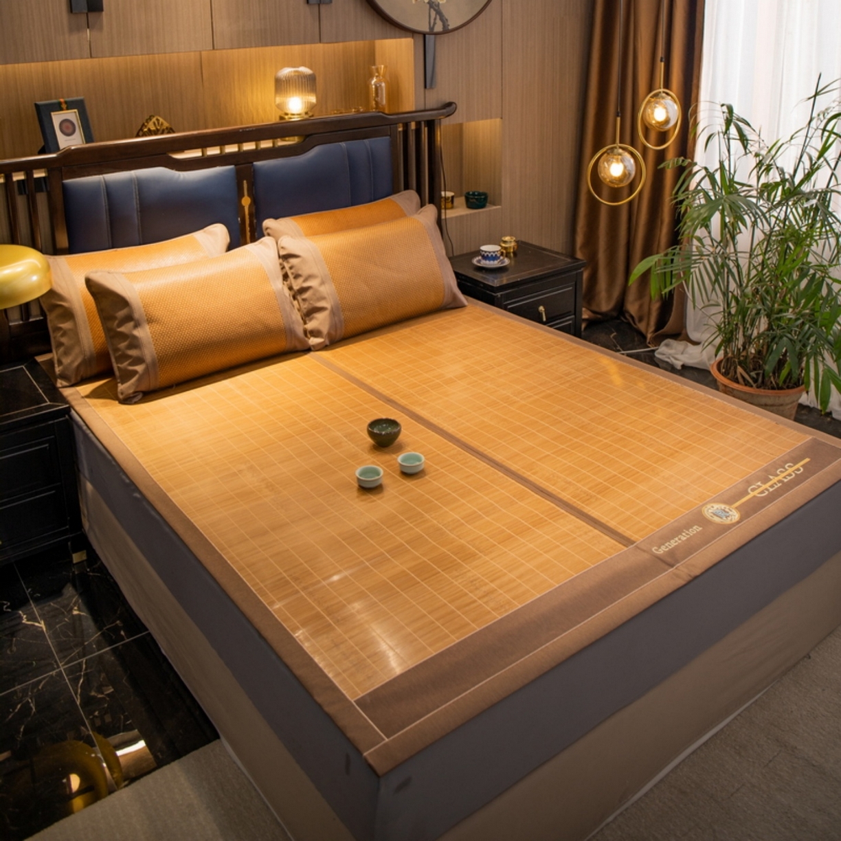 91家纺网 家纺一手货源 找家纺 宜派家纺 2026新款双面可用竹席 丝竹之音