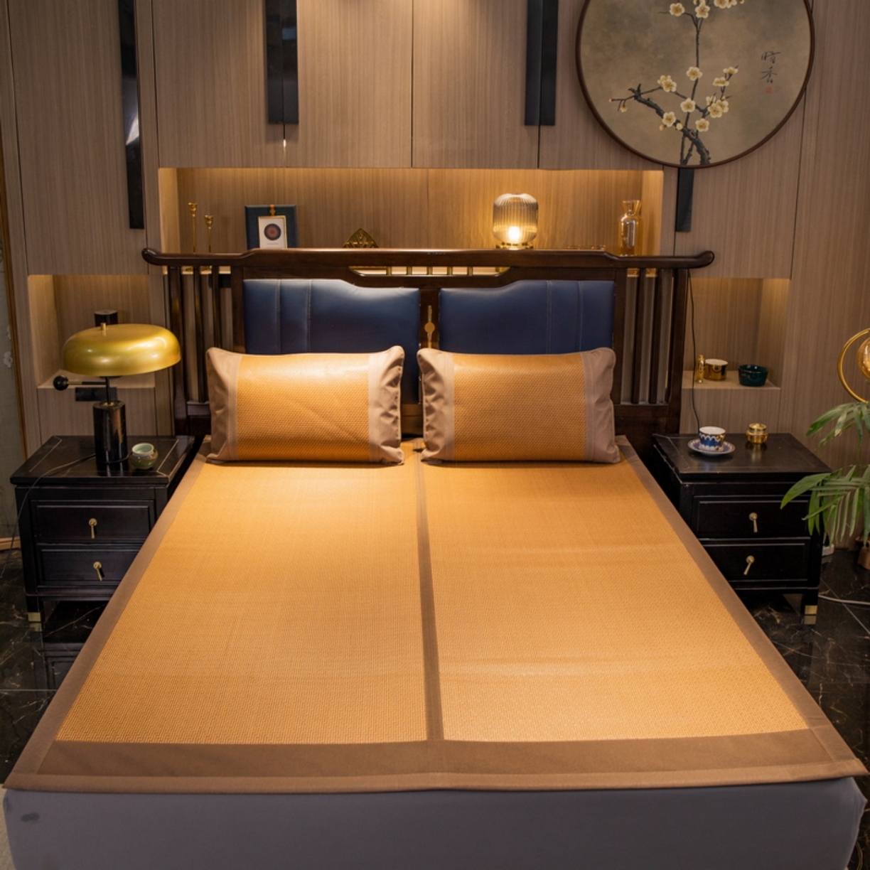 91家纺网 家纺一手货源 找家纺 宜派家纺 2026新款双面可用竹席 丝竹之音