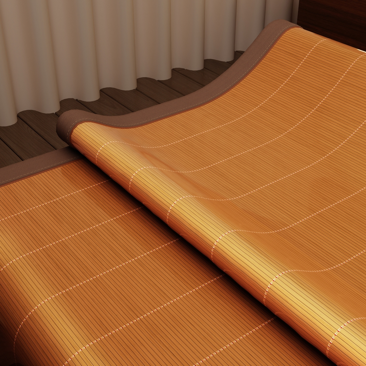 91家纺网 家纺一手货源 找家纺 宜派家纺 2026新款双面可用竹席 碳化竹影