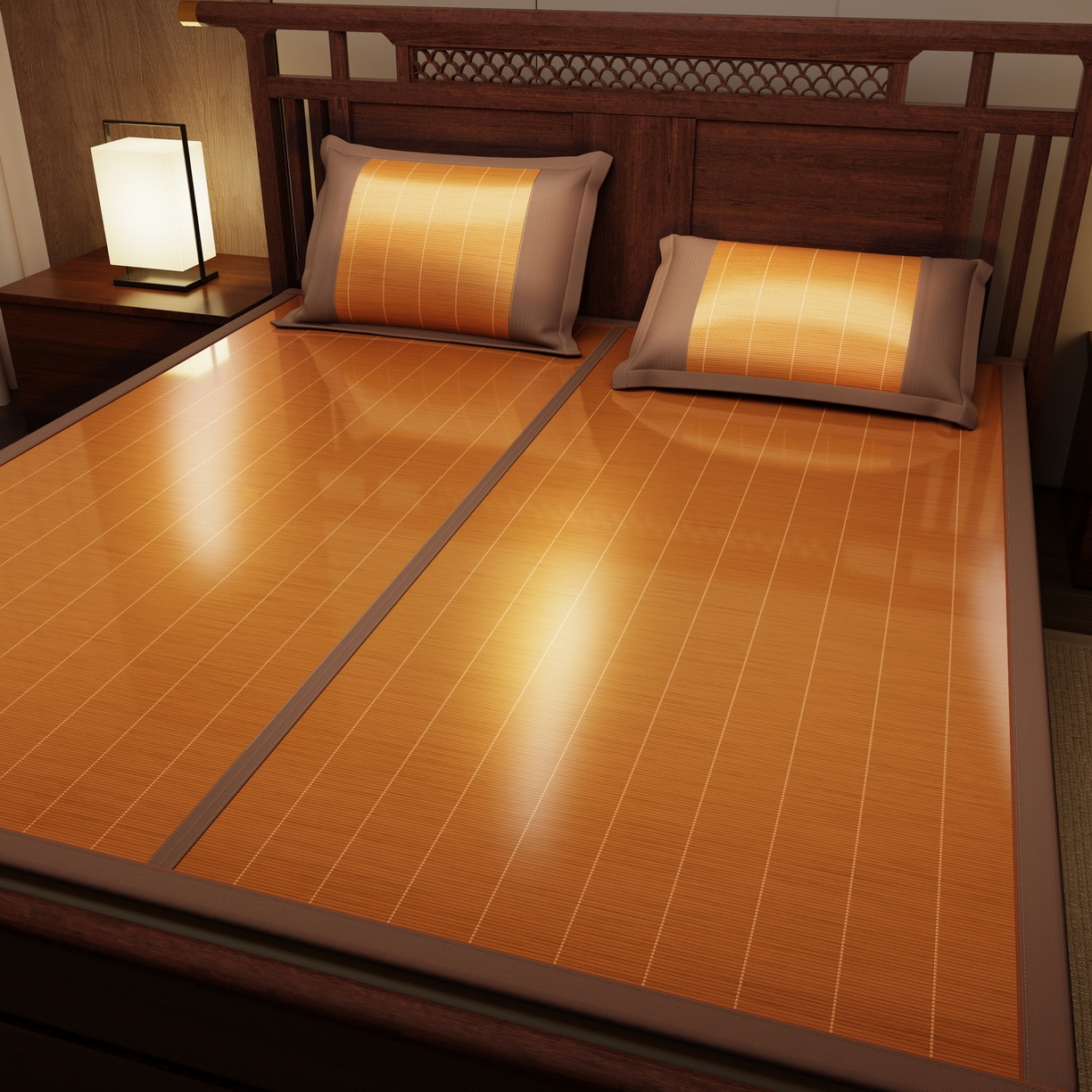 91家纺网 家纺一手货源 找家纺 宜派家纺 2026新款双面可用竹席 碳化竹影