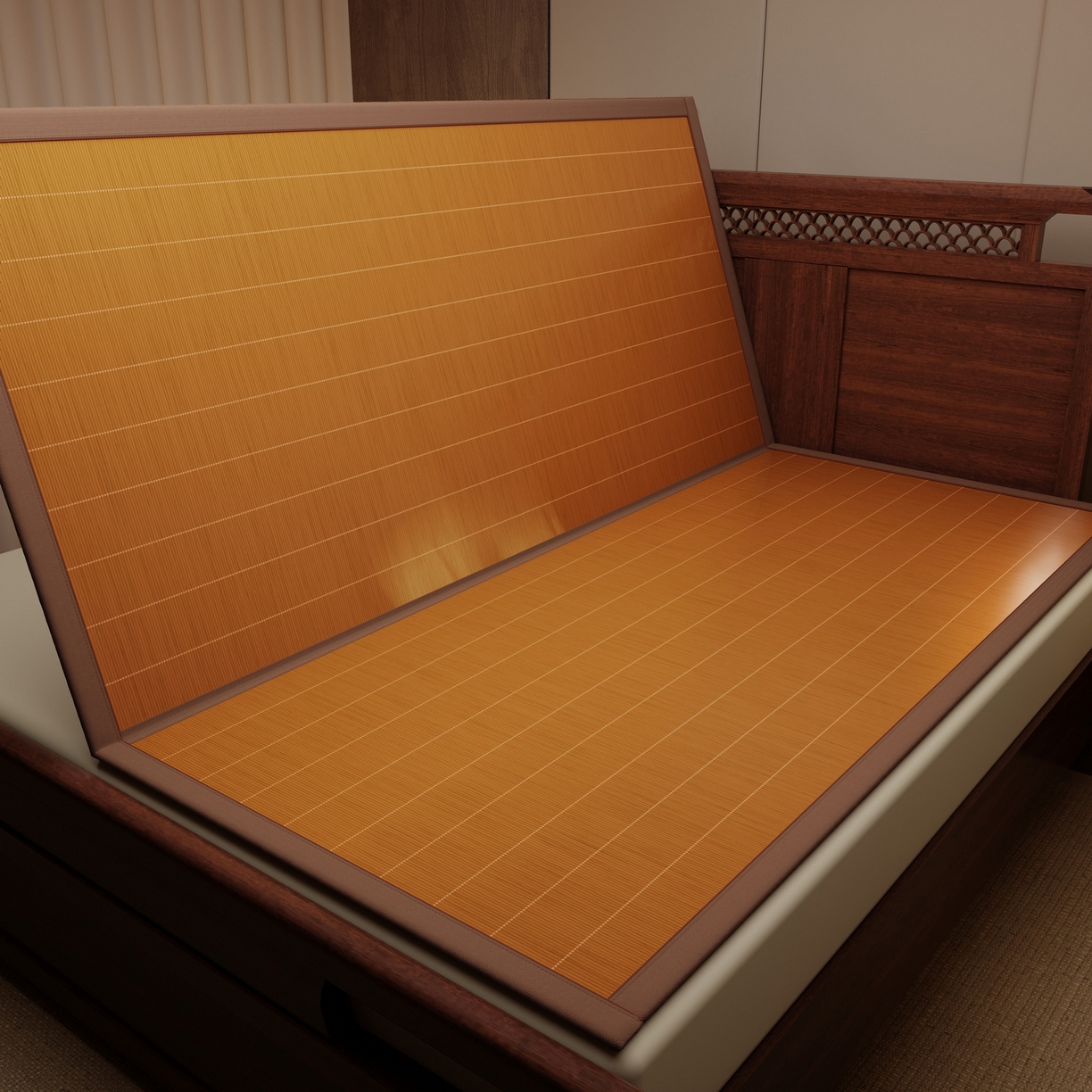 91家纺网 家纺一手货源 找家纺 宜派家纺 2026新款双面可用竹席 碳化竹影