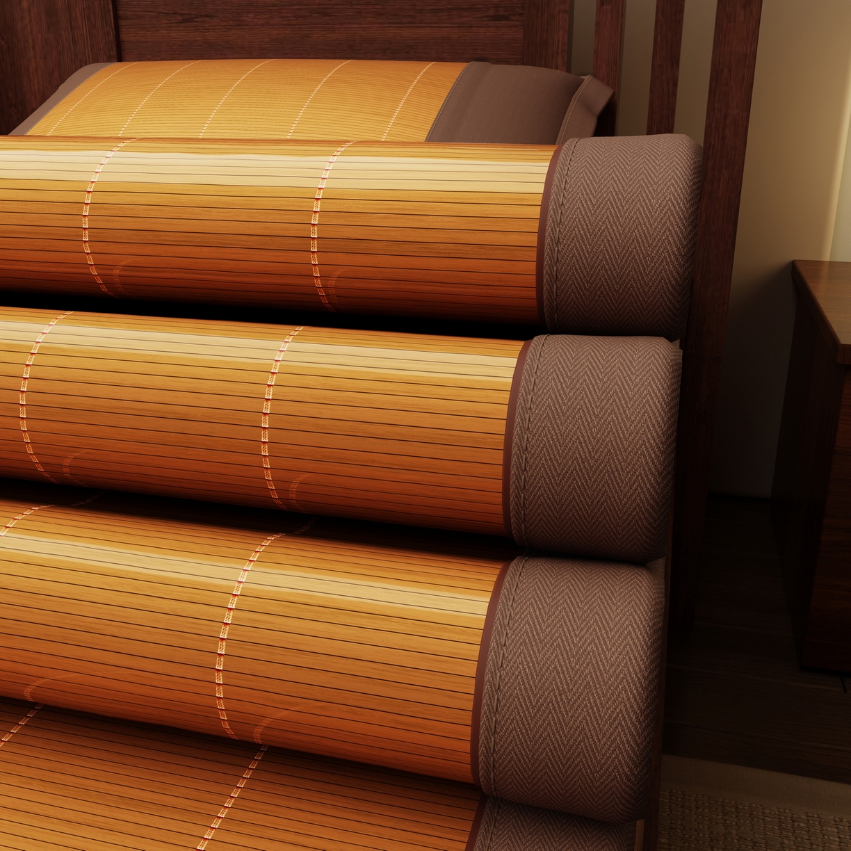 91家纺网 家纺一手货源 找家纺 宜派家纺 2026新款双面可用竹席 碳化竹影