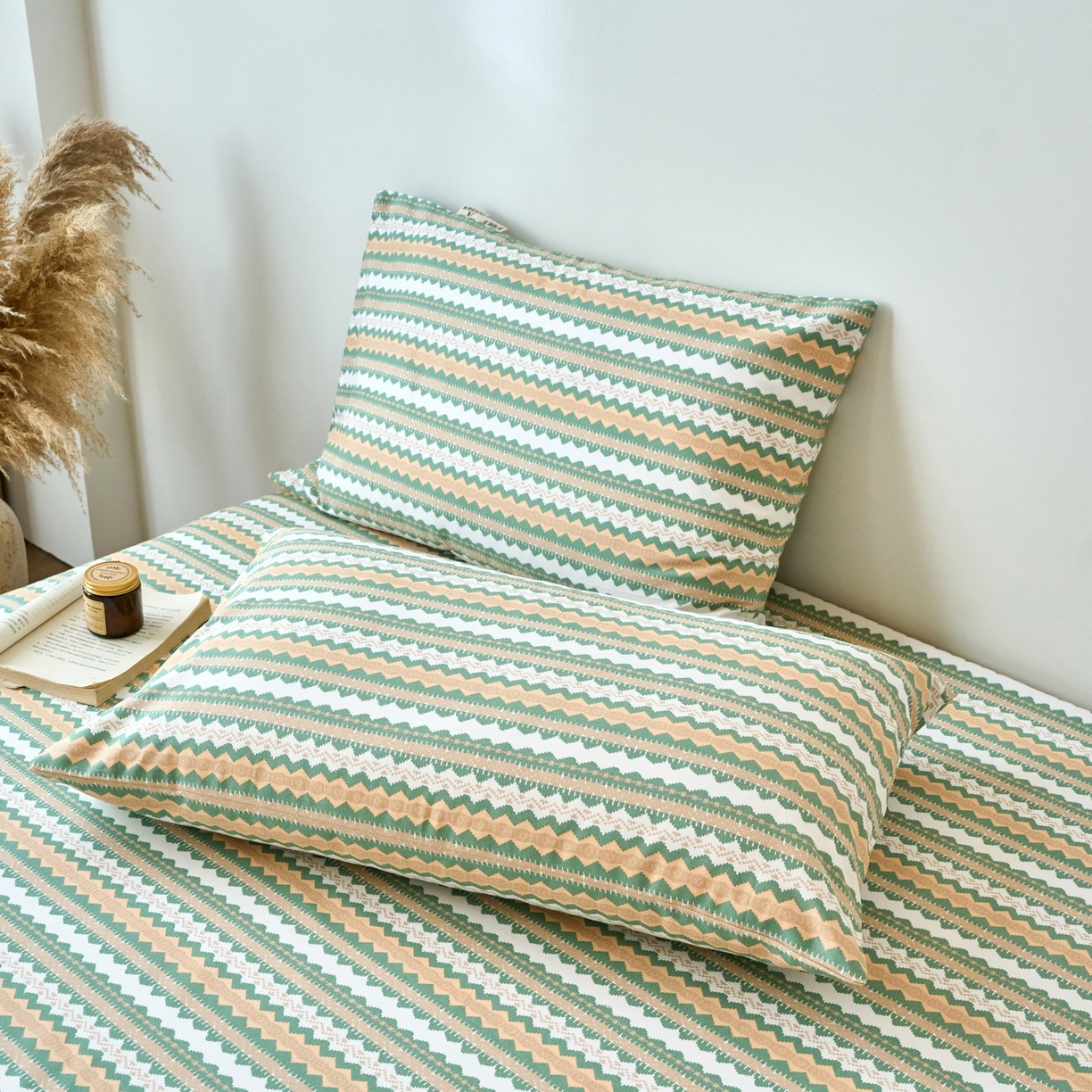 91家纺网 家纺一手货源 找家纺 春皖家纺 2026新款全棉老粗布普通款单枕套枕套单件 羽安-绿