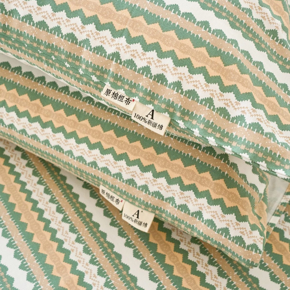 91家纺网 家纺一手货源 找家纺 春皖家纺 2026新款全棉老粗布普通款单枕套枕套单件 羽安-绿