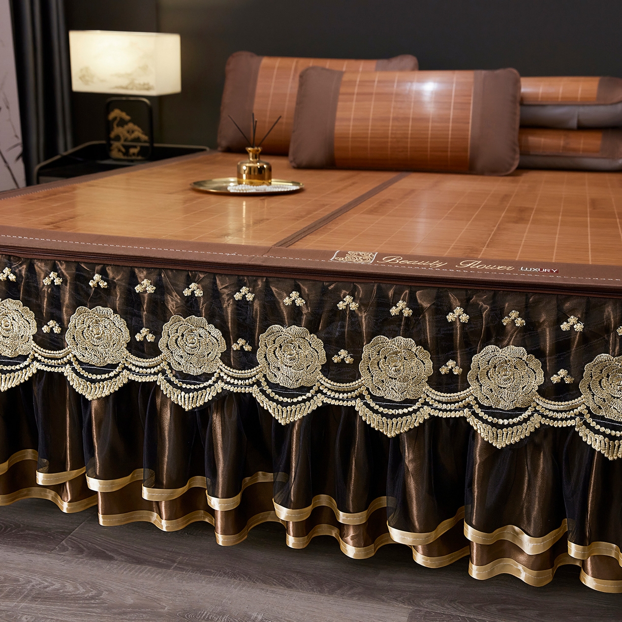 91家纺网 家纺一手货源 找家纺 （总）罗艺轩 2026春夏新款可拆卸床裙凉感竹席凉席席子-竹之韵（控价238/248/258/268起）