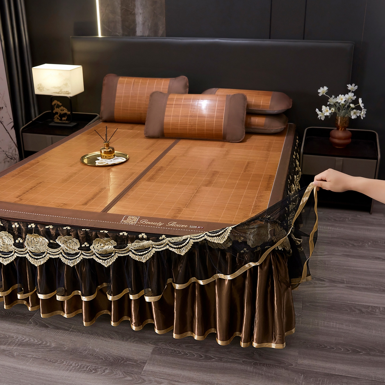 91家纺网 家纺一手货源 找家纺 （总）罗艺轩 2026春夏新款可拆卸床裙凉感竹席凉席席子-竹之韵（控价238/248/258/268起）