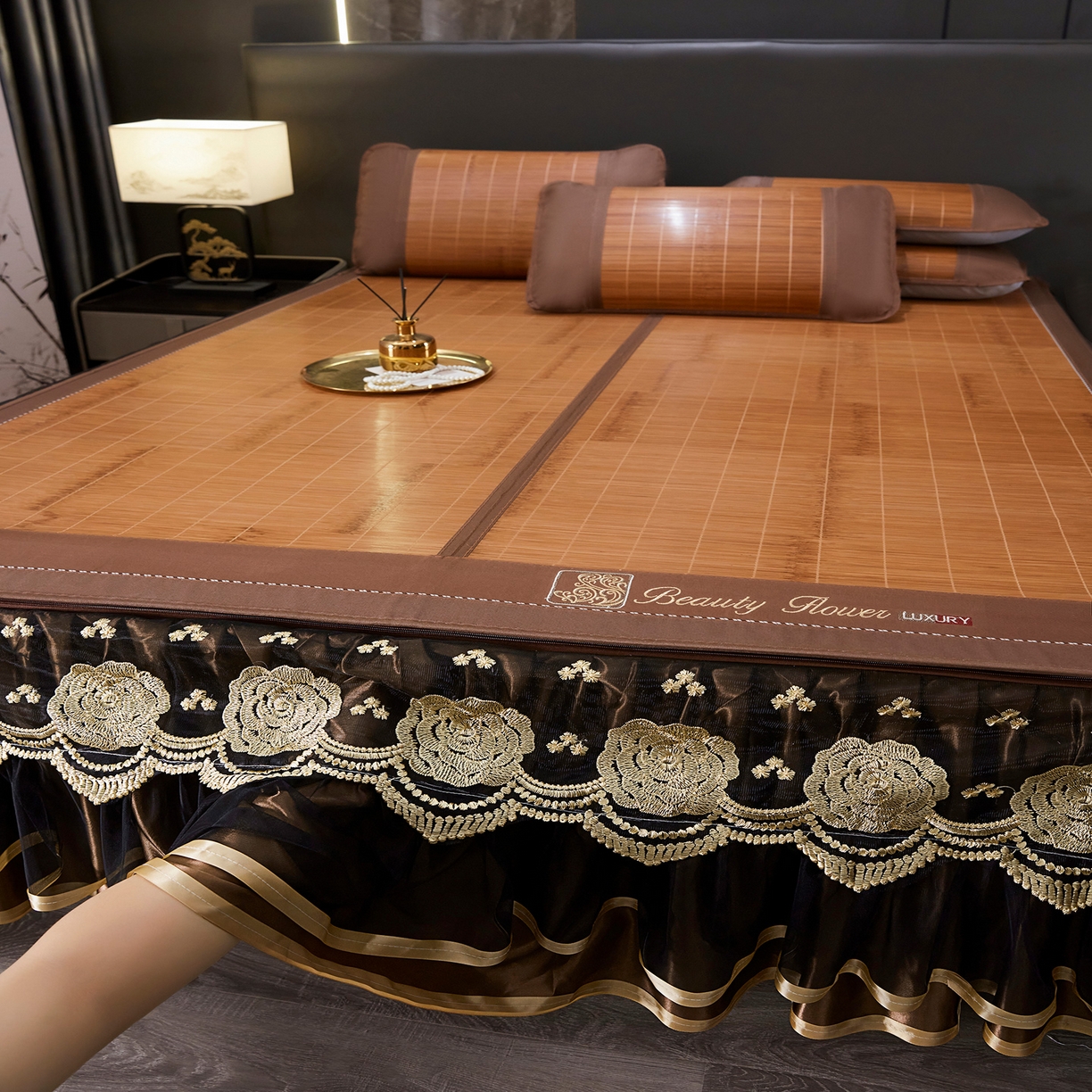 91家纺网 家纺一手货源 找家纺 （总）罗艺轩 2026春夏新款可拆卸床裙凉感竹席凉席席子-竹之韵（控价238/248/258/268起）