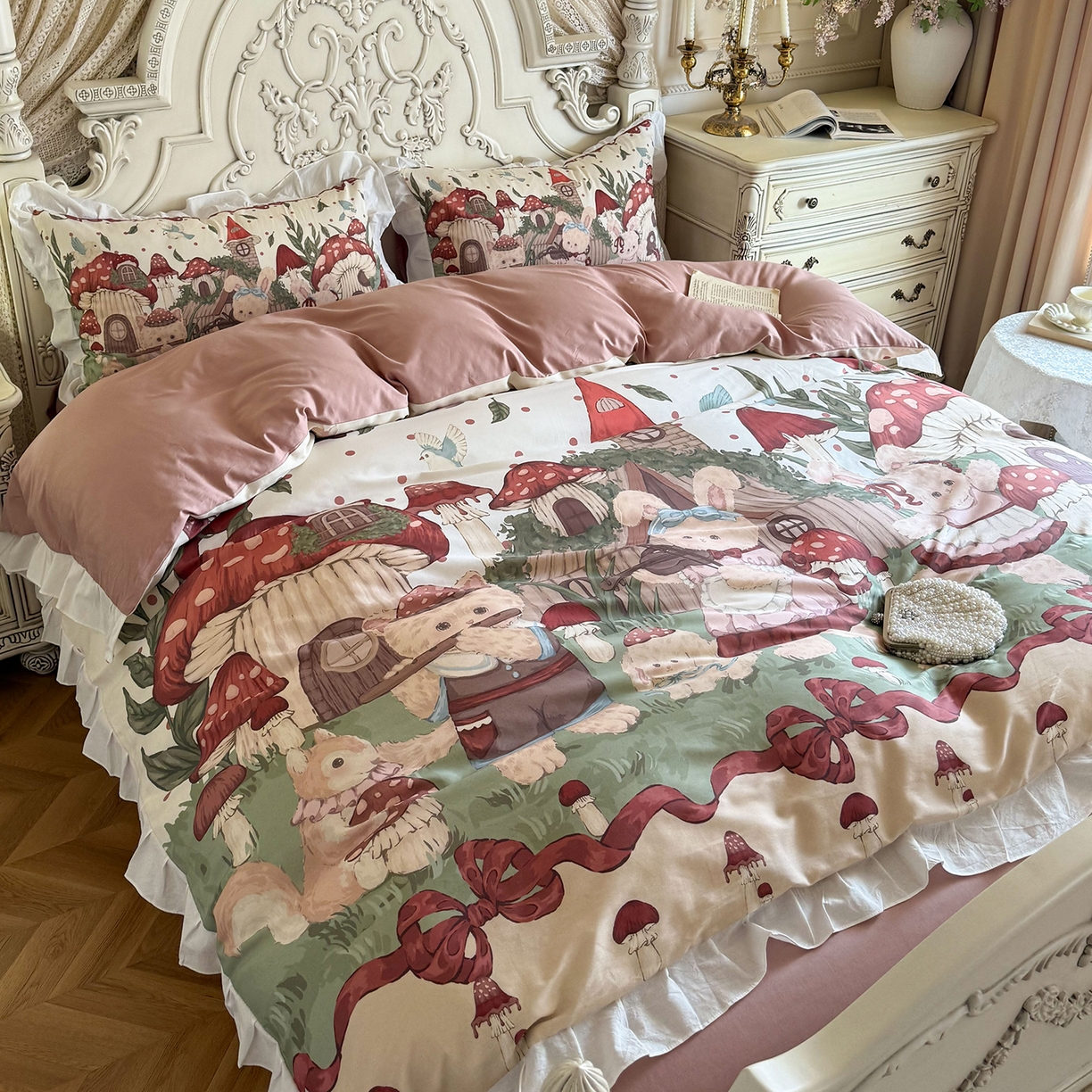 91家纺网 家纺一手货源 找家纺 （总）桃喜 2026新款亲肤舒适洛丽塔系列四件套