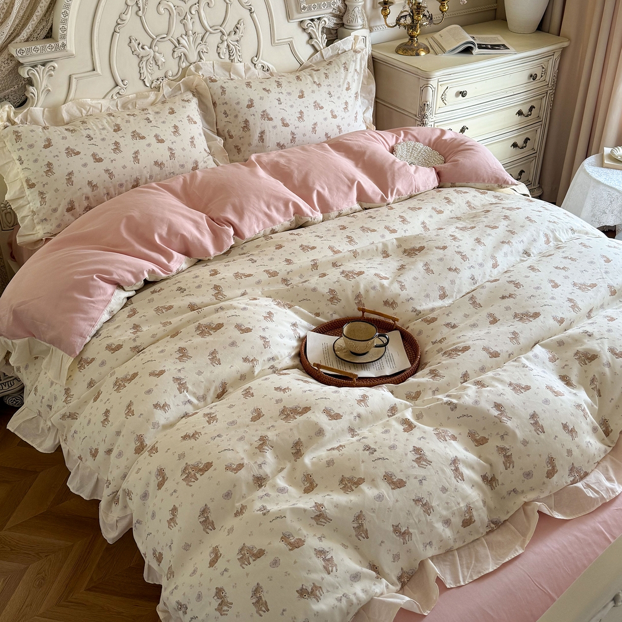 91家纺网 家纺一手货源 找家纺 （总）桃喜 2026新款亲肤舒适洛丽塔系列四件套