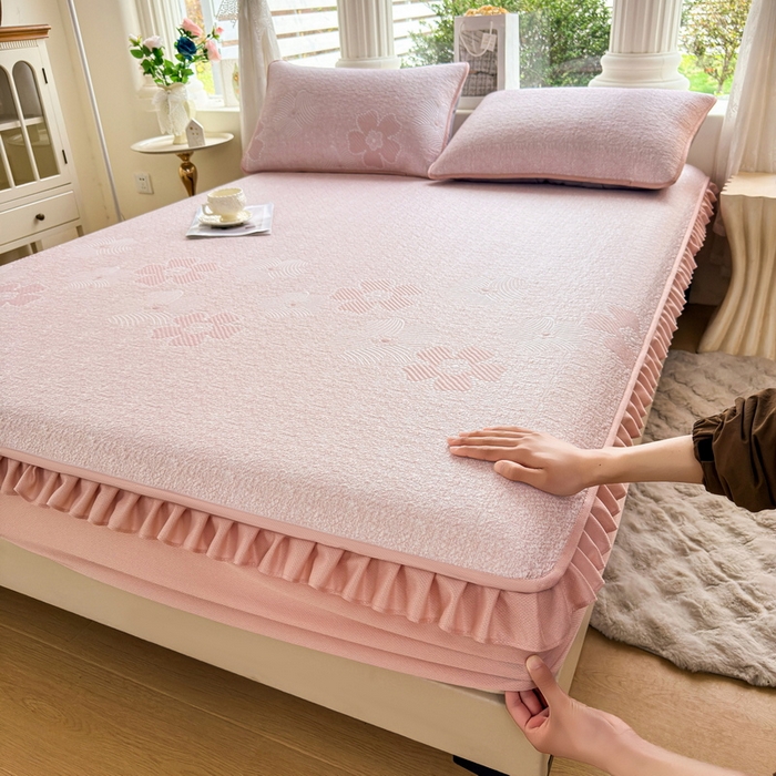 91家纺网 家纺一手货源 找家纺 （总）爱思凯家纺 2026新款PE豆豆乙纶床笠-花语