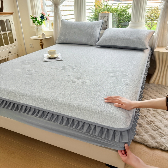 91家纺网 家纺一手货源 找家纺 （总）爱思凯家纺 2026新款PE豆豆乙纶床笠-花语