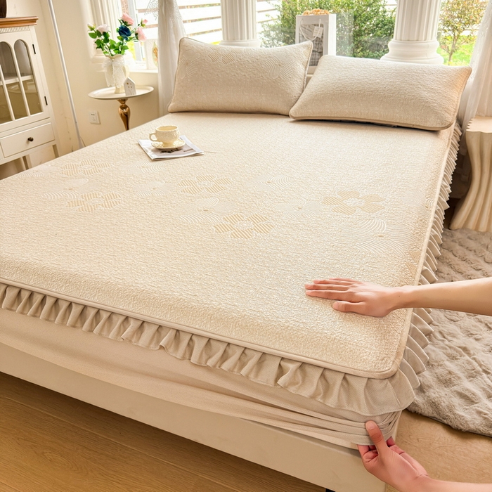 91家纺网 家纺一手货源 找家纺 （总）爱思凯家纺 2026新款PE豆豆乙纶床笠-花语