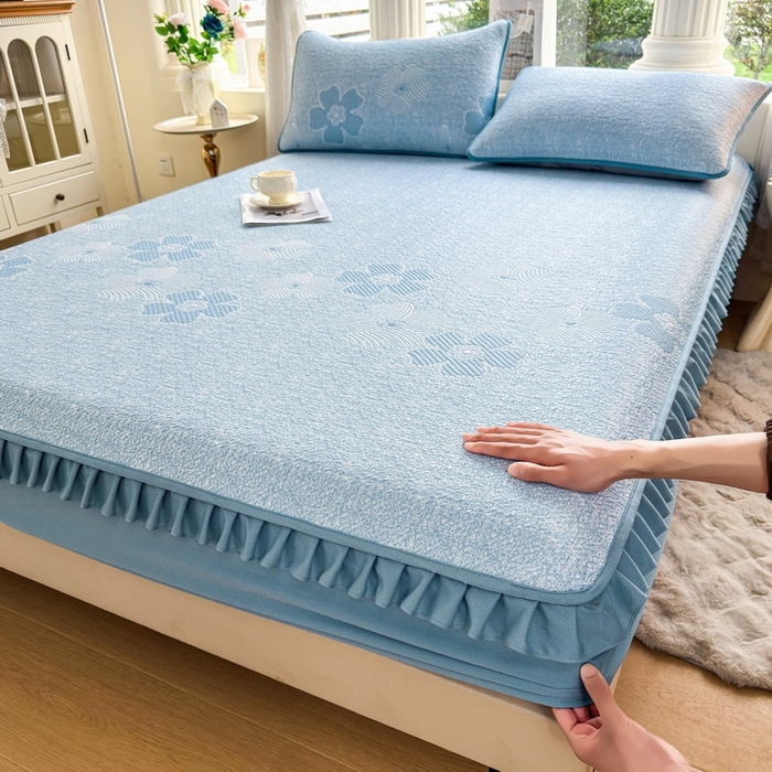 91家纺网 家纺一手货源 找家纺 （总）爱思凯家纺 2026新款PE豆豆乙纶床笠-花语