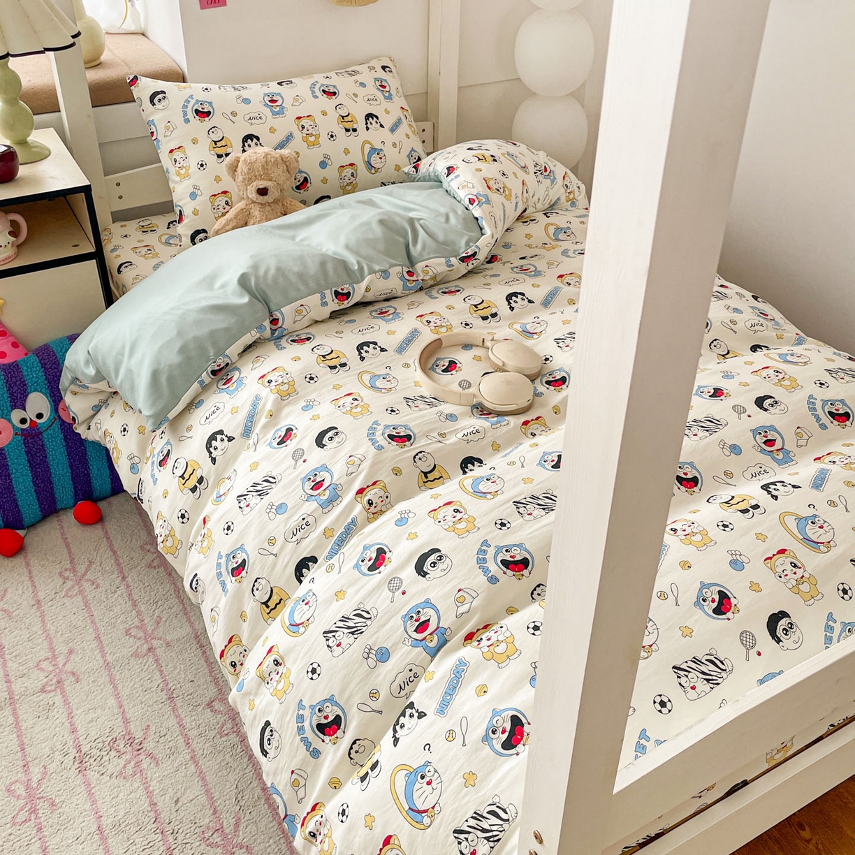 91家纺网 家纺一手货源 找家纺 纽缦家纺 2026新款A类水洗棉学生套件系列 萌萌小叮当