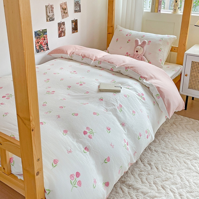 91家纺网 家纺一手货源 找家纺 纽缦家纺 2026新款A类水洗棉学生套件系列 甜酥少女