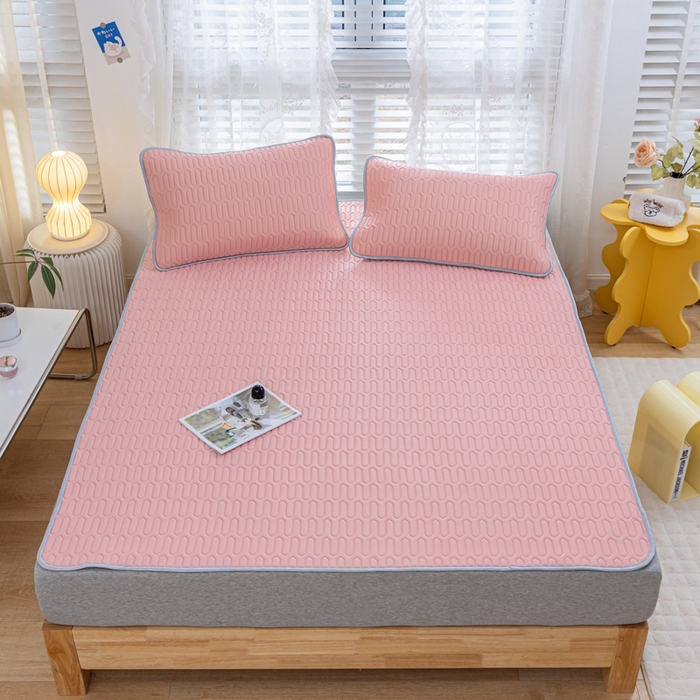 91家纺网 家纺一手货源 找家纺 （总）默忆 2026新款凉感丝简约纯色乳胶凉席