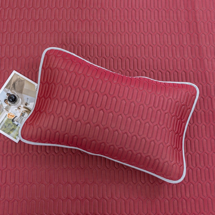 91家纺网 家纺一手货源 找家纺 默忆 2026新款凉感丝简约纯色乳胶凉席 酒红