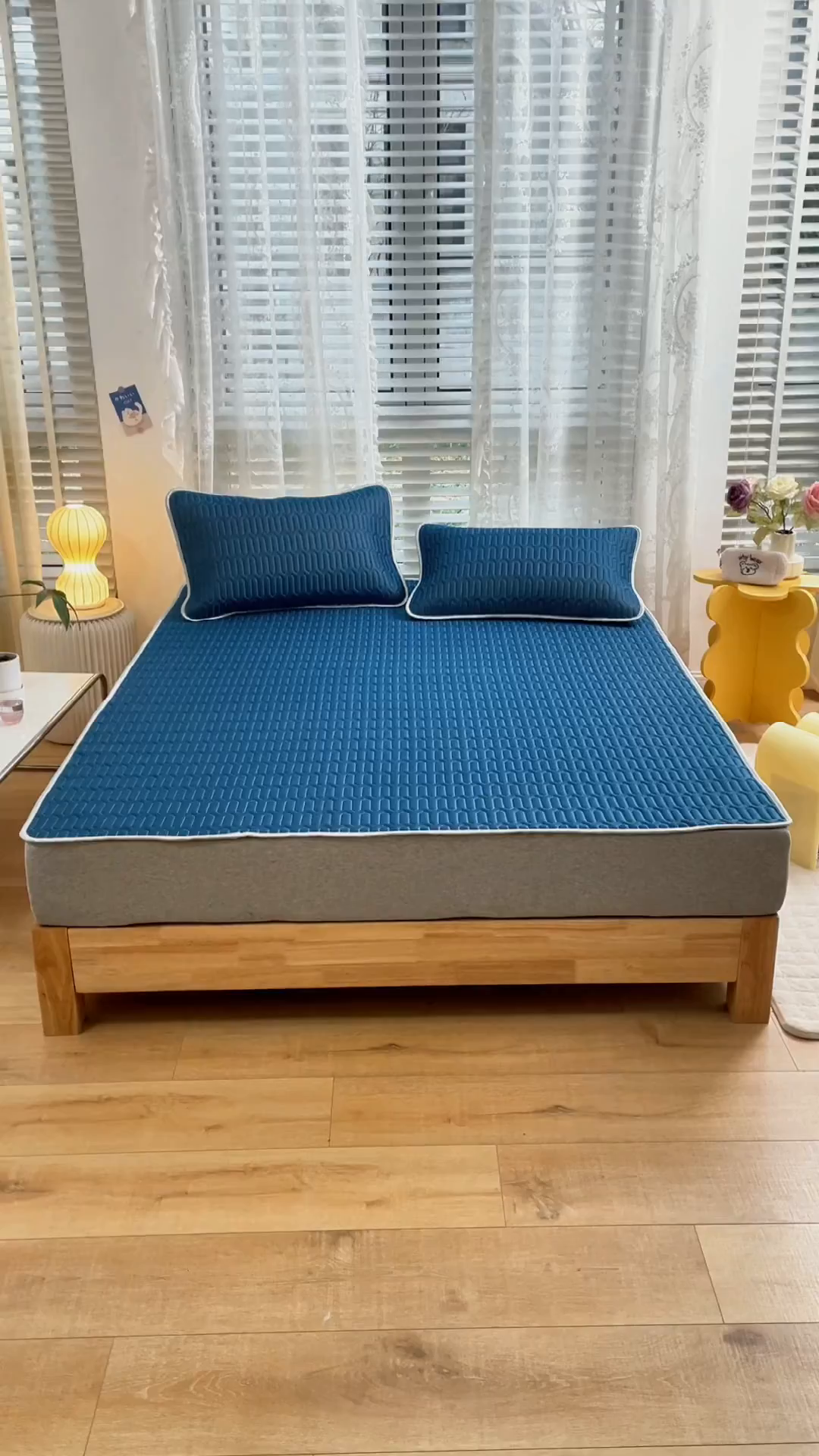 91家纺网 家纺一手货源 找家纺 （总）默忆 2026新款凉感丝简约纯色乳胶凉席