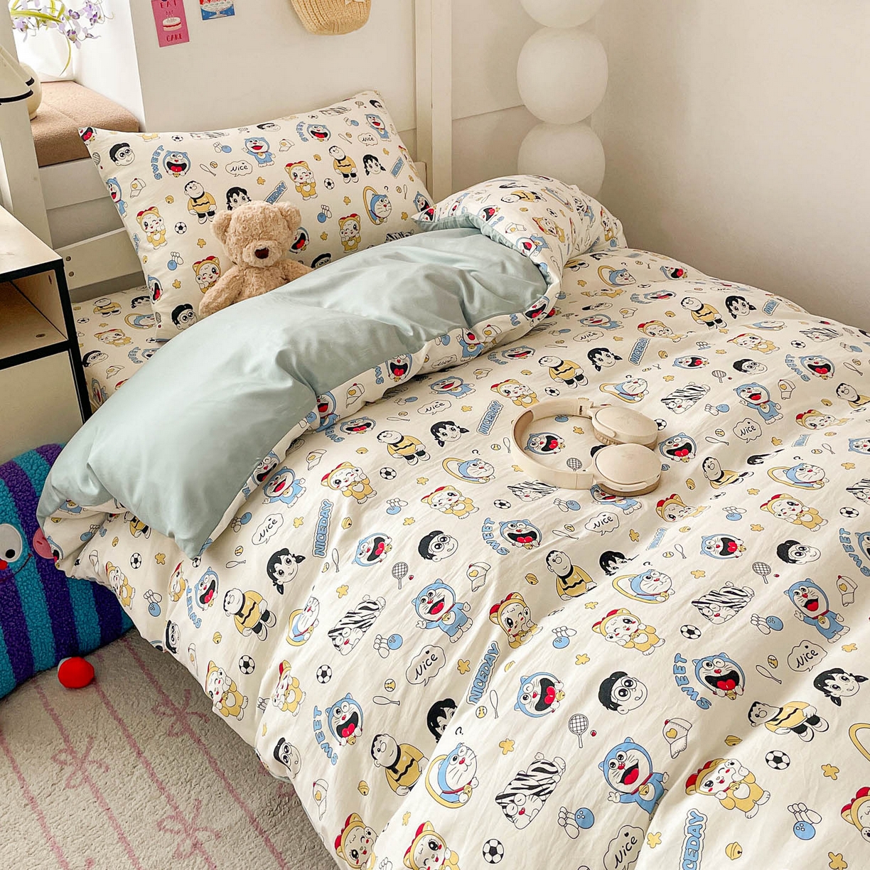 91家纺网 家纺一手货源 找家纺 纽缦家纺 2026新款A类水洗棉学生套件系列 萌萌小叮当