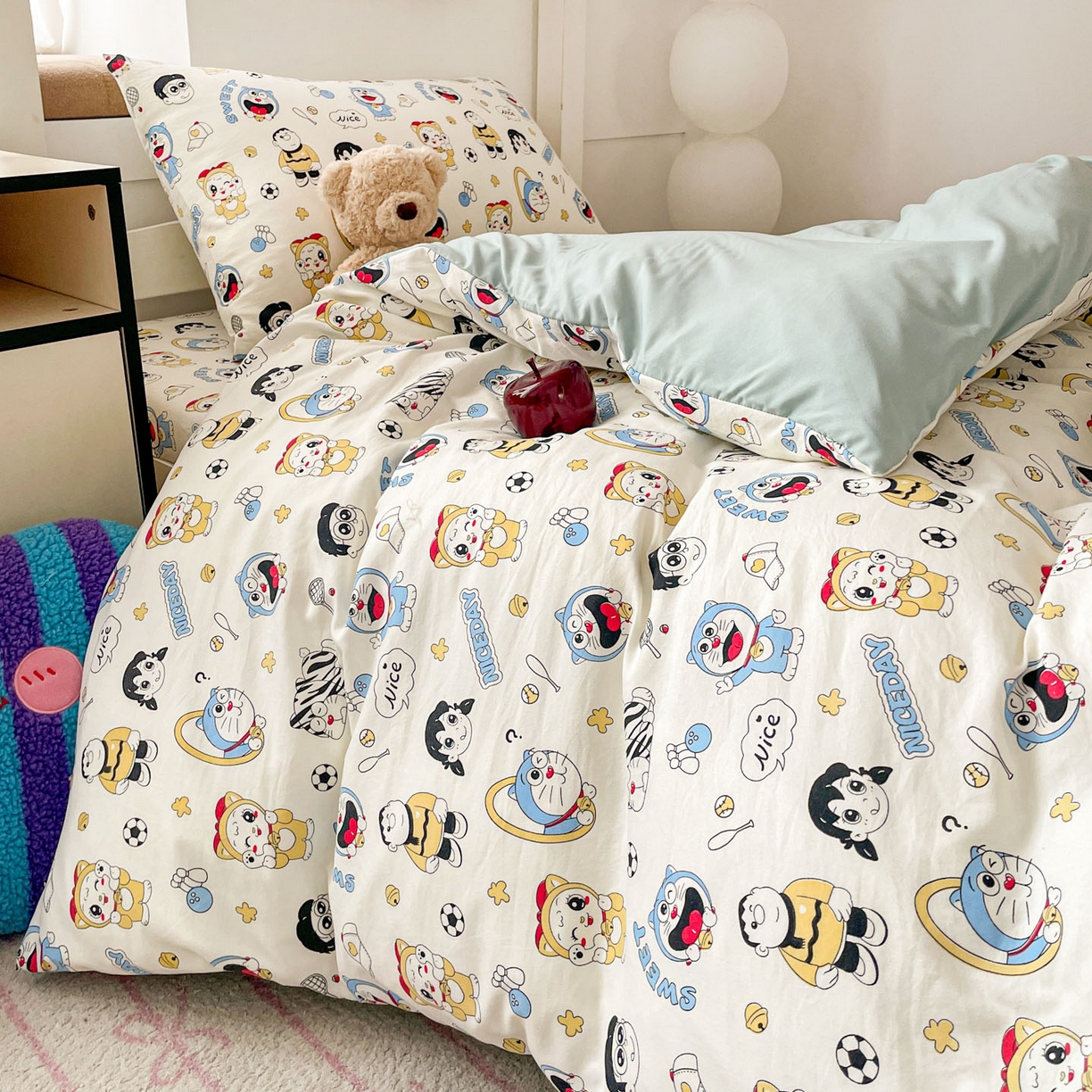 91家纺网 家纺一手货源 找家纺 纽缦家纺 2026新款A类水洗棉学生套件系列 萌萌小叮当