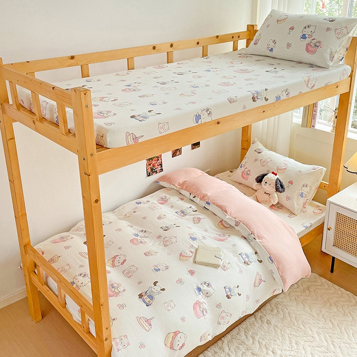 91家纺网 家纺一手货源 找家纺 纽缦家纺 2026新款A类水洗棉学生套件系列 奶猫