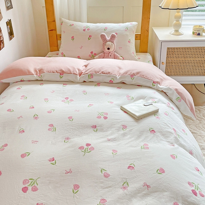 91家纺网 家纺一手货源 找家纺 纽缦家纺 2026新款A类水洗棉学生套件系列 甜酥少女