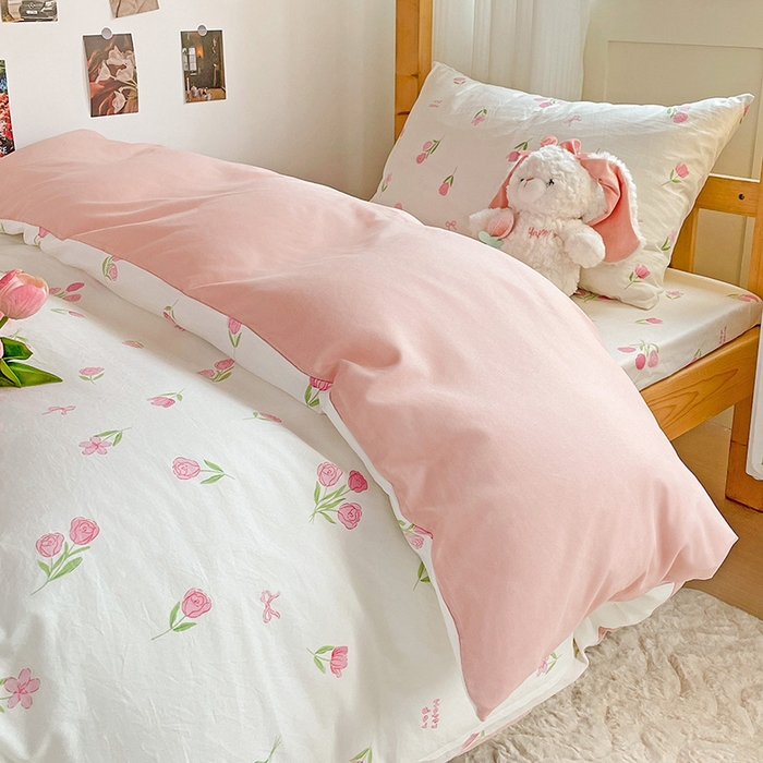 91家纺网 家纺一手货源 找家纺 纽缦家纺 2026新款A类水洗棉学生套件系列 甜酥少女