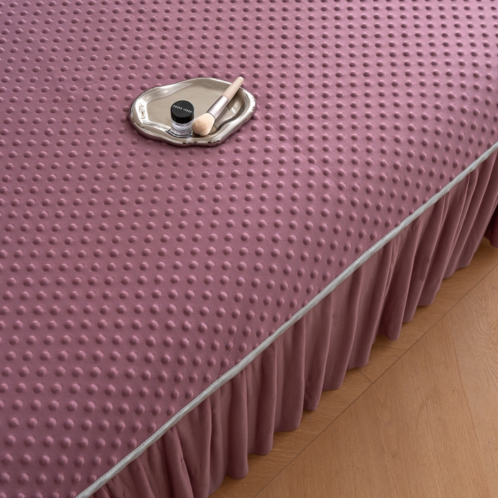 91家纺网 家纺一手货源 找家纺 默忆 2026新款3DA类直播网红热款凉感丝冰豆豆三明治复合床裙款凉席三件套 香芋紫